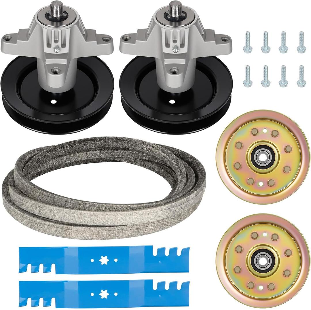 42 Inch Deck 918-04456 Spindle Kit Fit for White Outdoor 42" LT-542H (only for 13AN795G790), Includes 2 Spindle 618-04461, 2 Pulley 918-0624B, 2 Idler 756-04129, 2 Blade 742-0616, 96" Belt 7754-04060