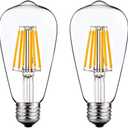 SHUWDKAR LED Light Bulbs DC 12V 6W E26 ST64 Low Voltage Bulb RV Camper Warm White 2700K Vintage Clear Glass Filament Edison Bulbs Equivalent 75W Halogen Marine Boat Solar 12V Battery Lighting,2 Pack