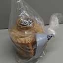 Rustic Farmhouse Vase with Handle and Boho Wooden Beads - Terracotta Vase with Vertical Stripes for Vintage Home Decor