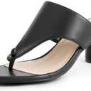 BHDJK Women's Broadband Slingback Chunky Low Heel Flip Flops Sandal Fashion Open Round Toe Slip On Anti-Slip Dress Party Thong Heels for Dating Shoping, Size: 7