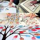 3 x Graduation Fingerprint Tree, Grad Party, Class of 2025 Guest Book Party Ideas, Use your fingers to print your signature on a custom painting, hung as a graduation commemoration (Color 1)