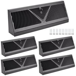 4 Pack 15 Inch Baseboard Register (Duct Opening Size) - Baseboard Vent Covers for Home - Easy Adjust Air Supply Lever Floor Baseboard Diffuser (Black)