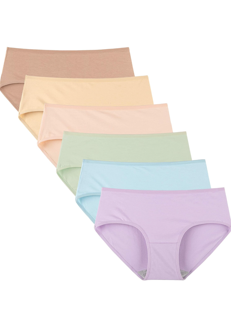 INNERSY Womens Underwear Cotton Hipster Panties Regular & Plus Size 6-Pack S