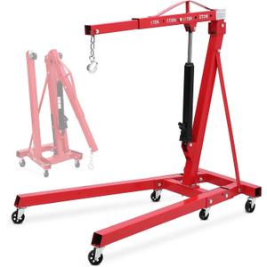 GarveeHome 2 Ton Engine Hoist, Heavy Duty Folding Cherry Picker Hydraulic Shop Crane with Full Kit (Lever/Cylinder/Chain/Leveler) & 6 Casters for Garage, Workshop & Warehouse