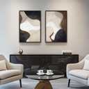 Framed Neutral Abstract Minimalist Wall Art, 2 Piece Large Modern Canvas Prints Paintings Artwork for Walls, Black Beige Brown Abstract Art Pictures for Living Room Dining Bedroom Wall Decor 20x30 In, 20" W x 30" H x 2Pcs