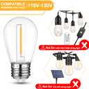 Mlambert LED String Light Bulbs,Shatterproof Outdoor String S14 Replacement Light Bulb,Waterproof 1W LED Edison E26 Base Bulb Equal to 11W,Warm White,Not Solar