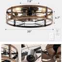 LEDIARY 20" Caged Ceiling Fan with Light and Remote, Low Profile Flush Mount Fandelier, Black Gold Bladeless Enclosed Small Fan Lights Ceiling Fixtures, Rustic Farmhouse Style for Bedroom, Outdoor