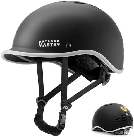 OutdoorMaster Bike Helmet for Adults,Adjustable Cycling Helmet with Light for Men & Women - Safety Certified for Bicycle Skateboard Road Bike Skating Roller Commuting Helmet Small