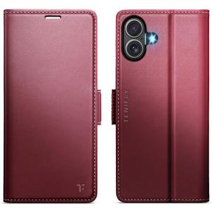 Tenifly for iPhone 17 Case Wallet with RFID Blocking Card Holder, PU Leather Kickstand Protective Flip Phone Cover Fit for iPhone 17 6.3" Red
