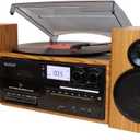 Boytone BT-28SPW Bluetooth Classic Record Player Turntable All-in-One with AM/FM Radio, CD/Cassette Player, 2 Separate Stereo Speakers, Record from Vinyl, Radio, and Cassette to MP3, SD slot, USB, AUX