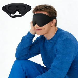 3D Sleep Mask for Side Sleepers, Memory Foam Eye Mask for Sleeping, 100% Blackout, Breathable & Lightweight, Adjustable Strap, No Pressure on Eyes, Soft Travel Sleep Mask for Men & Women Black