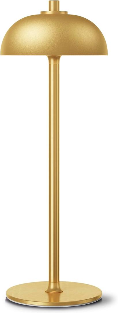 Rechargeable Cordless Table Lamp - 5000mAh Battery Operated Table Light, 3 Color Stepless Dimmable LED Table Lamp with Memory Function for Indoor, Outdoor, Dinner, Home, Restaurant.(Gold)