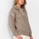 ANRABESS Womens Quarter Zip Sweaters Fall Long Sleeve V Neck Shirts Collared Business Casual Tops Knit Pullover Sweatshirts (L)