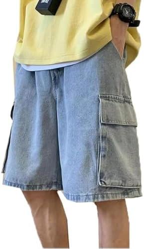MAVQX Unisex Y2K Baggy Jean Shorts Hip Hop Cargo Pants Shorts Loose Fit Denim Shorts Streetwear.XL