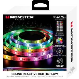 Monster 16.5ft Music Sync and Multi-Color Color Flow LED Light Strip with Fun Modes, Indoor Use, Xtreme Easy Use
