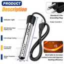 Immersion Water Heater Portable 2000W, with Stainless Steel Guard & Digital Thermometer,Fast Submersible Electric Heater for Small Pool, Bathtub, Bucket, Camping & Outdoor Use