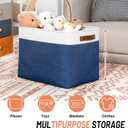 DULLEMELO Large Storage Baskets, Fabric Storage Bins for Organizing Foldable Linen Shelf Baskets for Clothes, Toys, Closet, Laundry (White&Blue,16"x12"x12"-1 Pack)