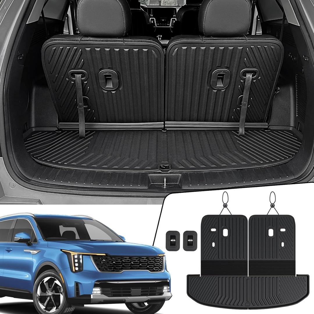 Cargo Mat with Backrest Mats 2-in-1 for 2021-2024 2025 2026 Kia Sorento 6/7 Seats Car Mat Accessories, All Weather TPE Interior Trunk Cargo Liner(Cargo Mat with Backrest Mats)