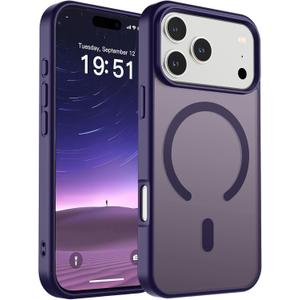 SUPFINE Magnetic for iPhone 17 Pro Case (Compatible with MagSafe)(Military Grade Drop Protection) Translucent Matte Shockproof with Anti-Fingerprint Phone Cover 2025,Dark Purple