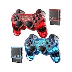 Hqeeun Wireless Controller for PS2, 2 Pack 2.4G Dual Vibration Gamepad Joystick Compatible