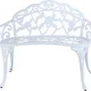 Patio Balcony Bench Double Seat, Anti-Rust Cast Aluminum Patio Garden Bench for Park Yard Outdoor Furniture White.1, 32.28 inches x 19.09 inches x 31.5 inches