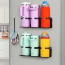 2 Pack Magnetic Cup Holder for Stanley, 30 & 40 oz Tumbler Organizer with Handle, Strong Fridge & Wall Mount Water Bottle Organizer for Refrigerator, Gifts Ideal (6 Cups) (Black)