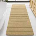LOCHAS Long Bathroom Rugs Runner, 24" x 60" Large Bath Rug Non Slip Washable, Absorbent Microfiber Bath Mat Luxury Soft, Cozy Bathroom Runner Rug for Shower Quick Dry, Beige