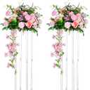 Nuptio Wedding Centerpieces Acrylic Vases - 2 Pcs 31.5 inch Tall Flower Vase Flowers Stand for Party Tables Decorations - Elegant Bulk Weddings Decoration Table Geometric Centerpiece Stands