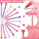 Fuutreo 12 Pcs Valentine‘s Day Heart Shaped Ballpoint Pens Retractable Metal Ballpoint Pen with Black Ink Party Favor for Office School Classroom Valentine‘s Day Wedding Party Supplies, 4 Colors