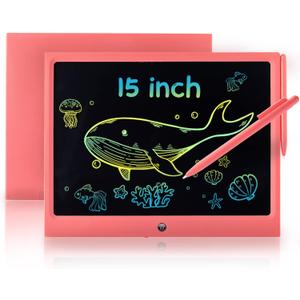 LCD Writing Tablet for Kids, 15 Inch Colorful Electronic Doodle Board, Educational Learning Kids Drawing Tablet Toys, Christmas Birthday Gift for 3 4 5 6 7 8 9 Year Old Girls Boy (Pink)