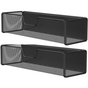 Magnetic Basket Organizer Holder for Fridge Magnetic Shelf Magnetic Storage Bin Box Containers for Refrigerator Whiteboard Classroom Magnetic Organizer (2 PCS, Black)