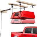 Truck Cap Hoist System for Garage Ceiling, Smart 4-Point Self-Leveling Garage Hoist with 8:1 Pulley Lift System, Easy One-Person Overhead Garage Storage Lift for Truck Topper Rack, 250 lb