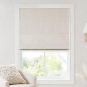 Madison Park Cordless Roman Shades, Blackout Window Blind Privacy Window Shades, Thermal Insulated Cordless Window Treatment for Bedroom, Living Room, Quincy, Single Panel 27" W X 64" H Linen