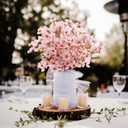 Uieke 4Pcs Artificial Cherry Blossom Flower, Silk Peach Flowers Fake Plants Arrangement for DIY Garden Home Wedding Party Spring Decor, Pink