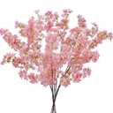 Fairblo 6Pcs Cherry Blossom Branches, Long Stem Artificial Cherry Blossom for Tall Vase, 33" Faux Cherry Blossom Branches for Home Living Room Office Wedding Party Hotel Decoration (Pink)