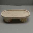 GlikCeil Natural Travertine Oval Tray with Legs 10 Inches Marble Tray for Bathroom Stone Countertop Decoration Organizer for Bathroom Vanity Bedroom Kitchen for Perfume Candles Jewelry Dish Decor