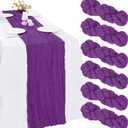 6 Pack Purple Cheesecloth Table Runner 10FT Cheese Cloth Boho Gauze Fabric Table Runner 35 x 120 Inch Rustic Sheer for Spring Holiday Wedding Baby Shower Party Decoration(Purple)