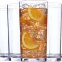 US Acrylic Classic Clear Plastic Reusable Drinking Glasses (Set of 6) 24oz Iced-Tea Cups | BPA-Free Tumblers, Made in USA | Top-Rack Dishwasher Safe