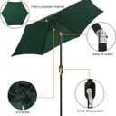 Blissun 7.5 ft Patio Umbrella, Yard Umbrella, Outdoor Market Umbrella with Push Button Tilt Crank, Dark Green, 7.5 ft diameter, 5-6 ft pole length