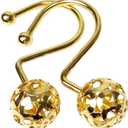 12Pcs Hollow Ball Shower Curtain Hooks Luxury Quality Rustproof Stainless Steel Shower Curtain Rings Hooks for Bathroom Rod (Gold)