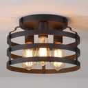 3-Light Farmhouse Semi Flush Mount Ceiling Light,Modern Black Light Fixture,Industrial Ceiling Lighting for Kitchen Dining Room Bedroom Living Room Foyer Entryway Hallway