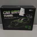 KKV Full-Sized SUV Drying Towel, 48"x24" Dual Sided Microfiber Car Cleaning Towel with Twisting Yarn Technique, 1400GSM Super Absorbent, Scratch-Free, Machine Washable (Darkgray-GreenYellow)