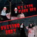 Outvita 2 Pack Hanging Halloween Skeleton Decorations Outdoor, Scary Swinging Grim Reapers for Best Halloween Outdoor Decor with Lighted Up Eyes, Creepy Haunted House Prop, Party Supplies