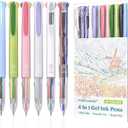 Four Candies 6 PCS Multicolor Pen, 0.5mm Colored Gel Pens, 4-in-1 Multicolor Gel Ink Pens, 18 Colors Retractable Ink for Office, School & Back to School Supplies & Nurse Accessories for Work