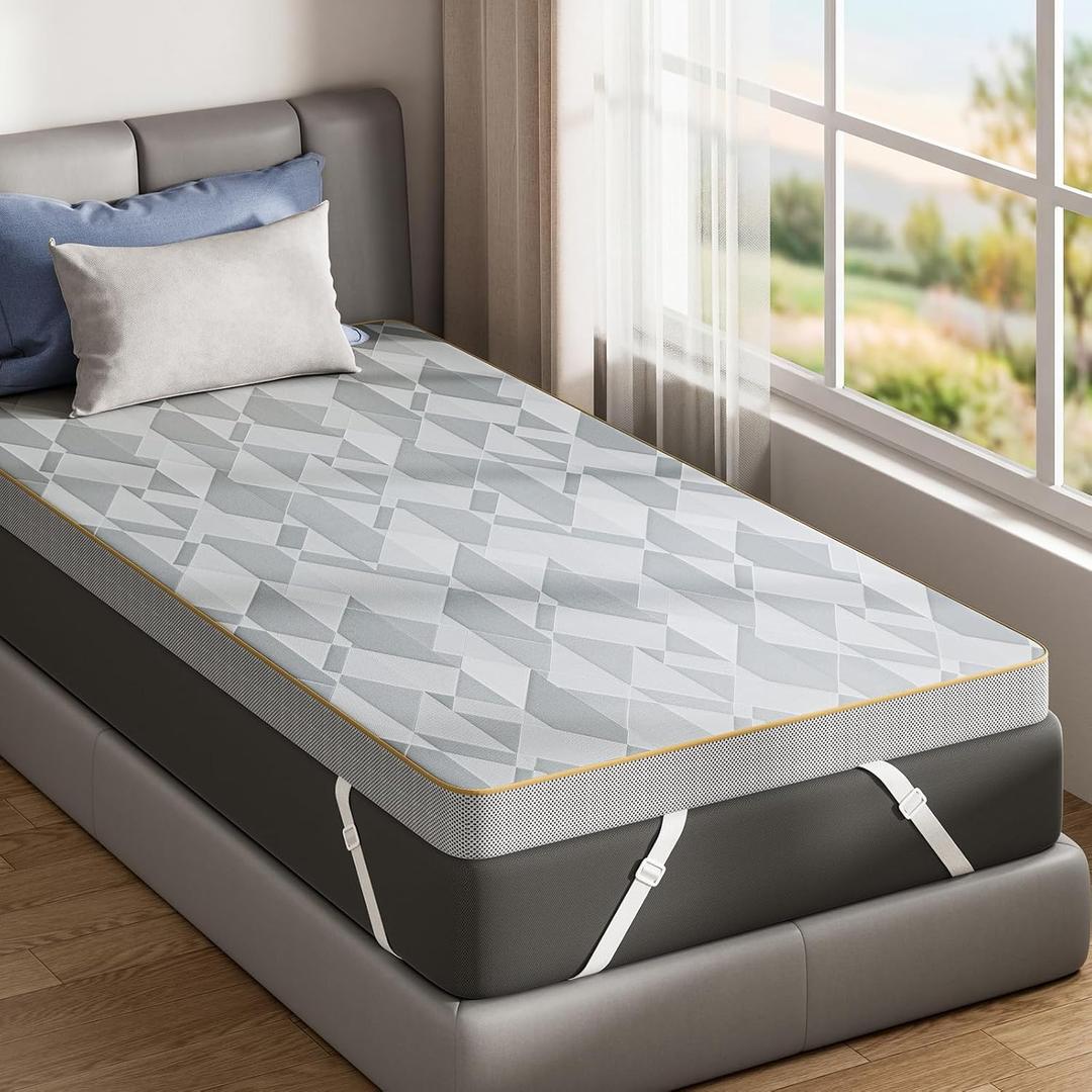 PERLECARE Firm Mattress Topper Twin XL, 3" Hard Mattress Topper for Pressure Relief, Mattress Pad with Cooling Bamboo Cover, High Density Memory Foam, Removable & Washable