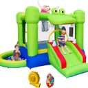 Inflatable Bounce House with Slide, Jumping Castle with Blower and Ball Pit House, Two Dart Target Game