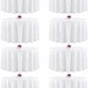 8 Packs 90 Inch White Round Tablecloth in Diameter, Washable Polyester Fabric Tablecloths, Wrinkle Resistant Table Cloth for Wedding Party Banquet Dining