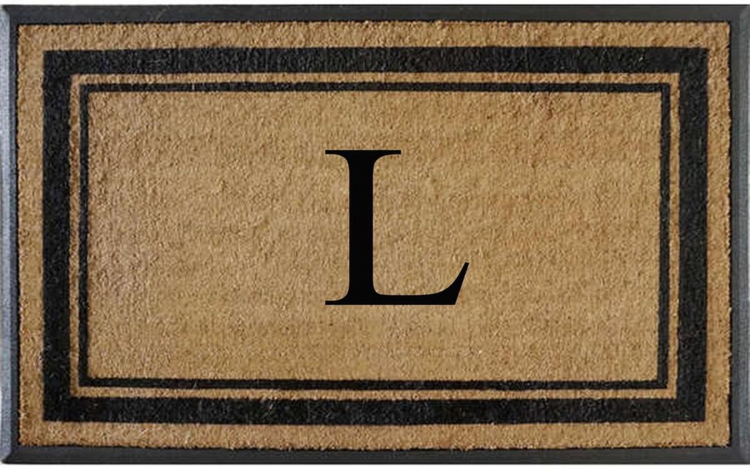 A1HC Natural Rubber & Coir Flocked Doormat, 30x48, Monogrammed Door Mat For Front Door, Anti-Shed Treated Durable Doormat for Entrance, Heavy Duty, Front Porch Entry Doormat