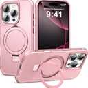 PIXIU Strong Magnetic for iPhone 16 Pro Max case Compatible with Mag-Safe, Built-in Invisible Stand,Military Shockproof Slim Protective Matte Phone Cover for iPhone 16 Pro Max 6.9"-Rose Gold