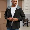 ZAFUL Men's Hooded Flannel Shirts Long Sleeve Casual Fashion Button Shirts Loose Drawstring Shacket for Spring Autumn (S)